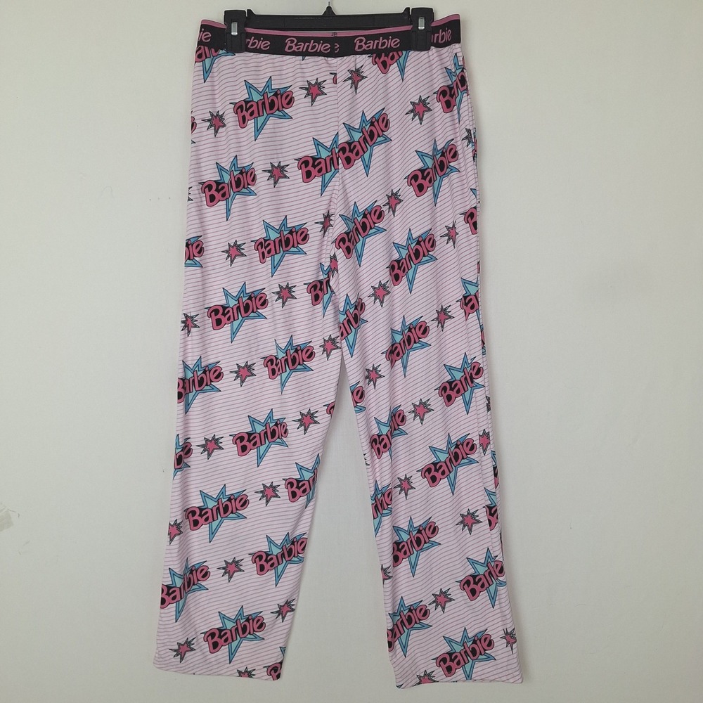 Y2K Retro Barbiecore Barbie Logo Print Pajama Pants Pink Size M LZ44930BPBB
